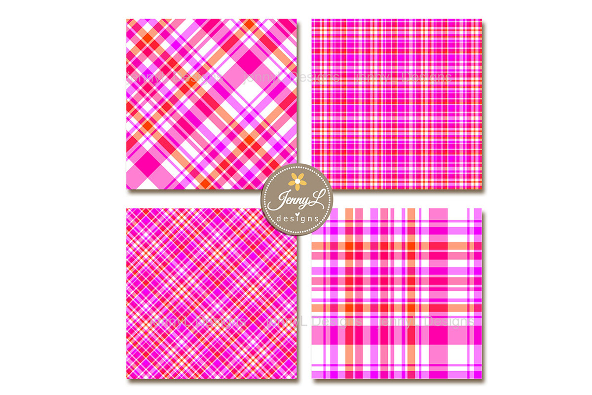 Neon Valentine Plaid Digital Papers, a Pattern Graphic by JennyL Designs (Photo 5 of 8)