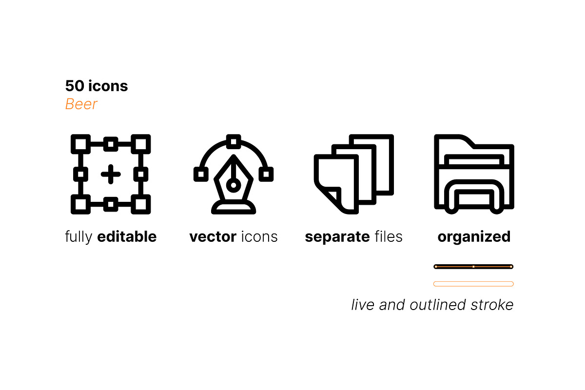 50 Beer Icons, an Outline Icon by Side Project (Photo 3 of 7)