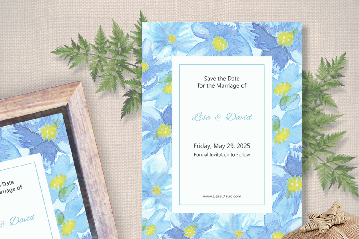 Blue Flower Watercolor Wedding Suite, an Invitation Template by Love Design (Photo 5 of 13)