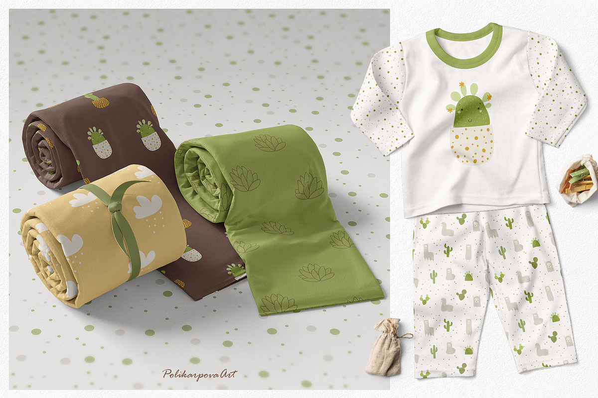 Llamas & Cactus clipart and patterns, an Animal Illustration by polikarpovaart (Photo 4 of 11)