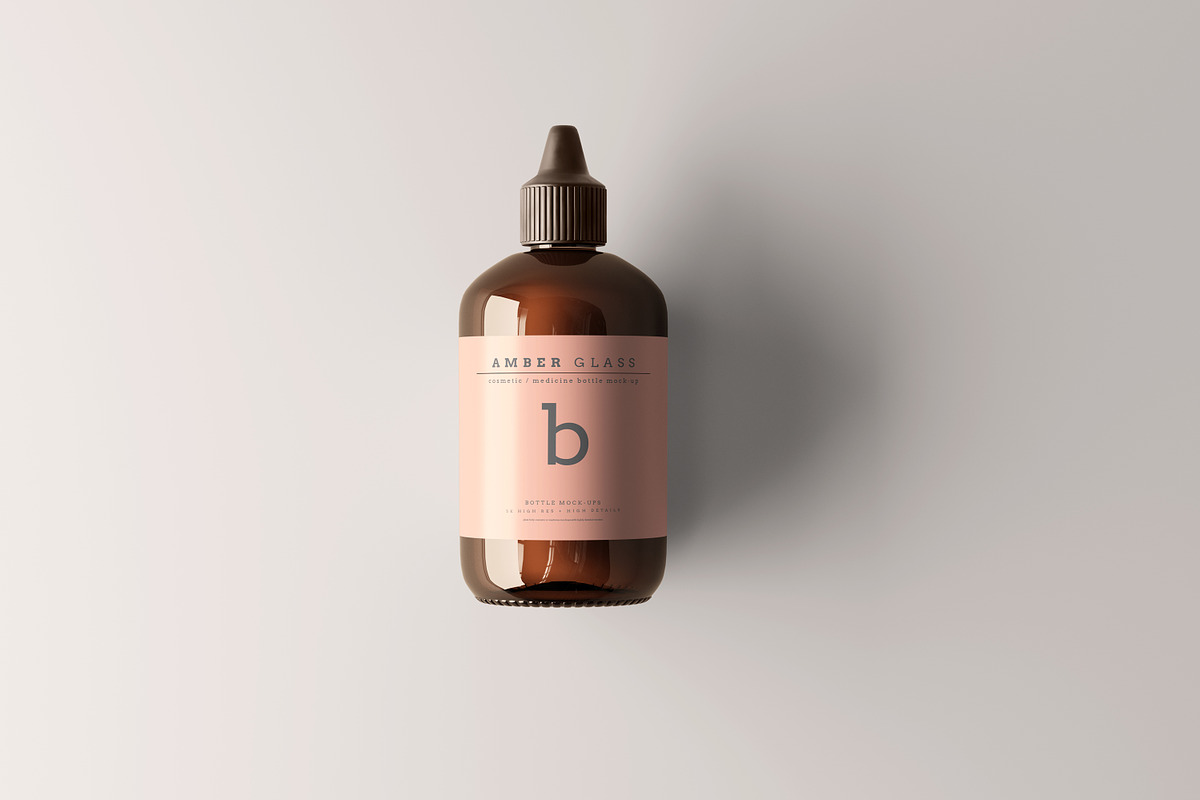 Amber Glass Bottle Mockups, a Cups & Container Mockup by pmvch (Photo 6 of 20)
