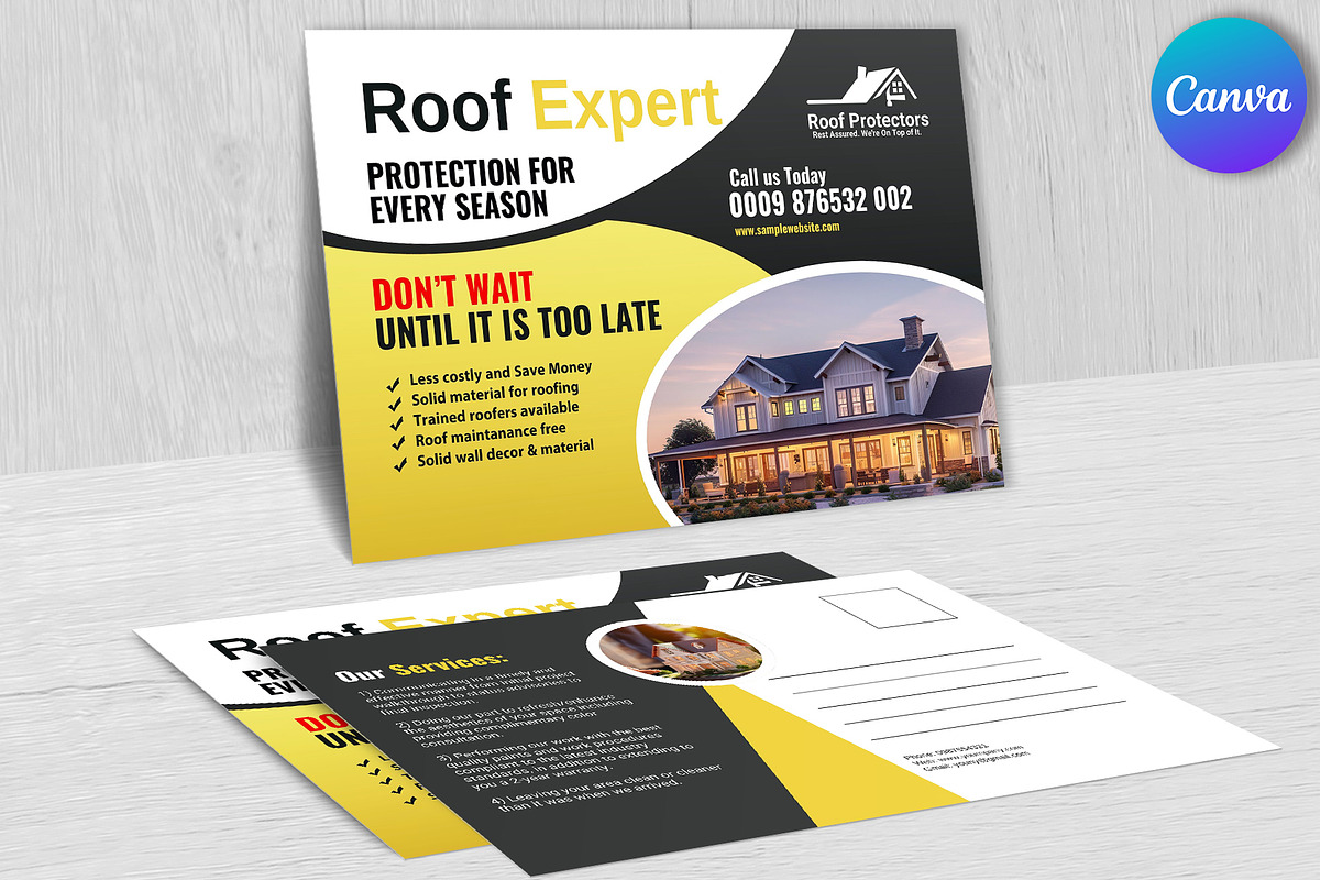 Roof Repairing Service Postcard, a Card Template by Psd Templates (Photo 2 of 3)
