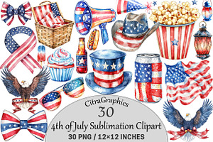 4th of July Sublimation Clipart, a Seasonal Illustration by CitraGraphics