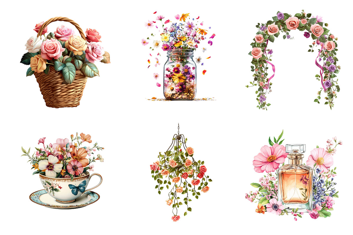 Spring Romantic Flower Clipart PNG, an Illustration by Designking (Photo 2 of 5)