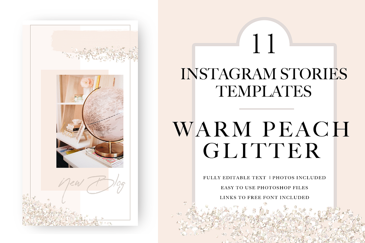 Instagram Stories |WarmPeachGlitter, a Social Media Template by TheLegacyBrandingCo (Photo 1 of 5)