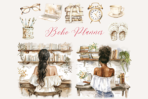 Boho Planner Clipart Bundle