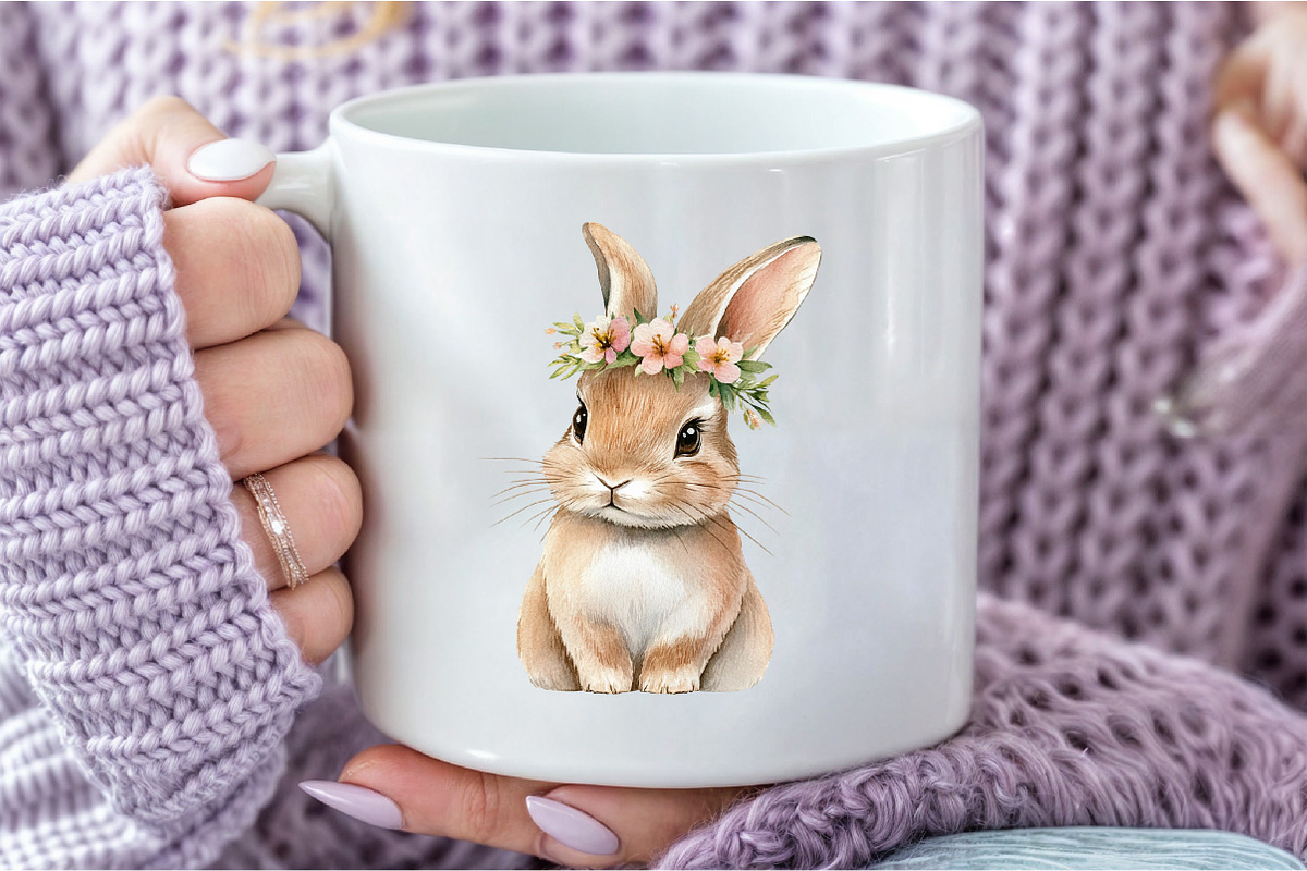 Watercolor Floral White Bunny, an Illustration by DreamCafeArt (Photo 6 of 7)