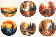 Watercolor Autumn Landscapes Clipart, an Illustration by Libby Wishes (Thumbnail 7 of 7)