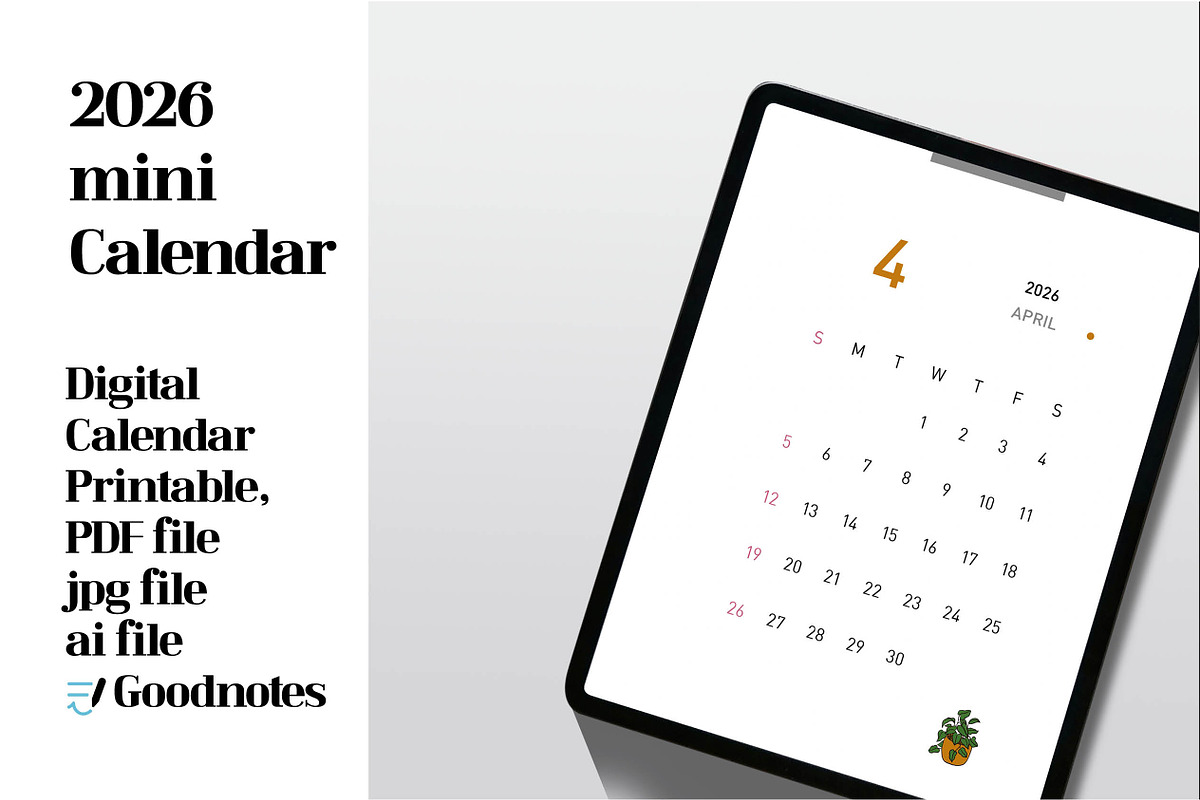 2026 mini calendar, a Templates & Theme by dott (Photo 3 of 4)