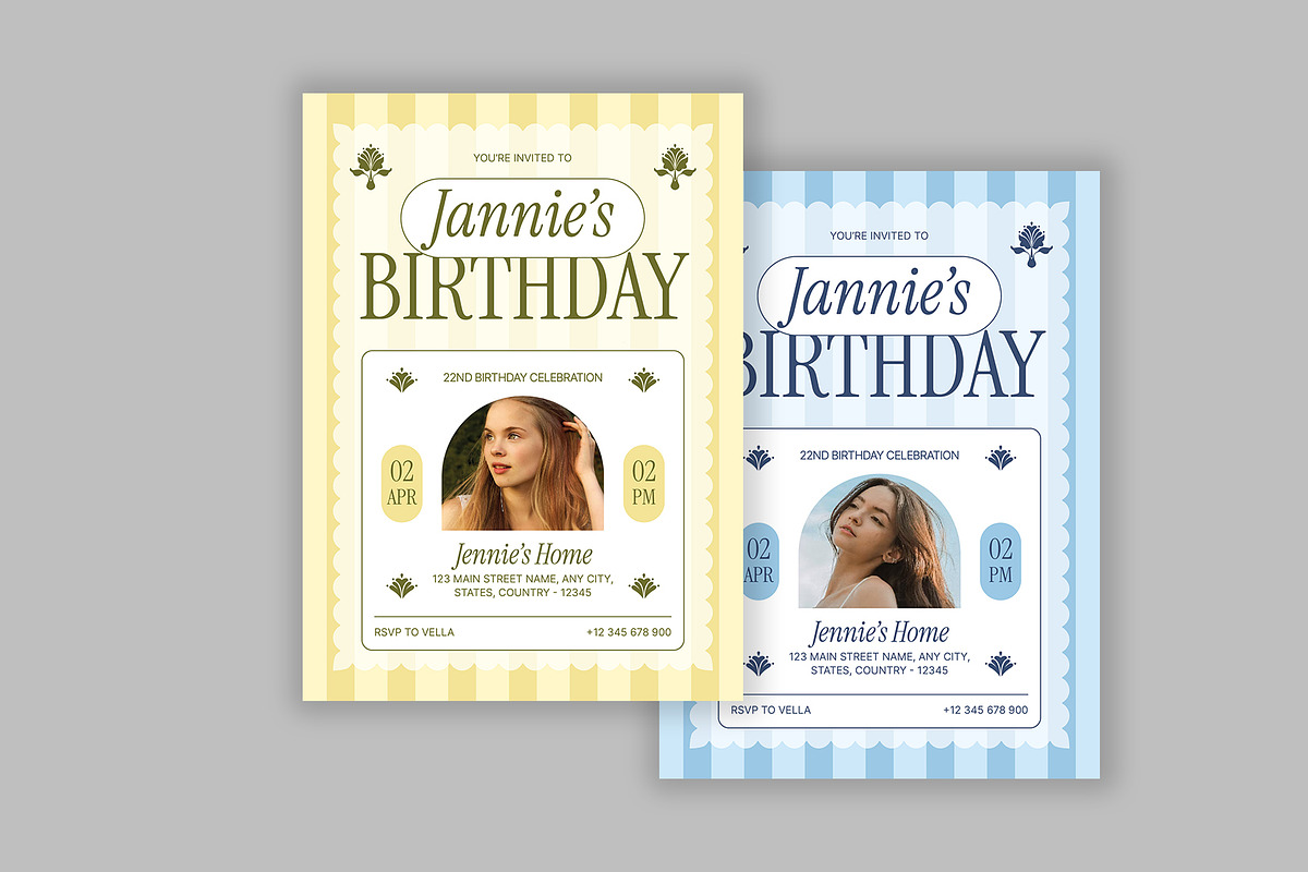 Cute Pastel Birthday Invitation, a Card Template by Neermana (Photo 4 of 4)