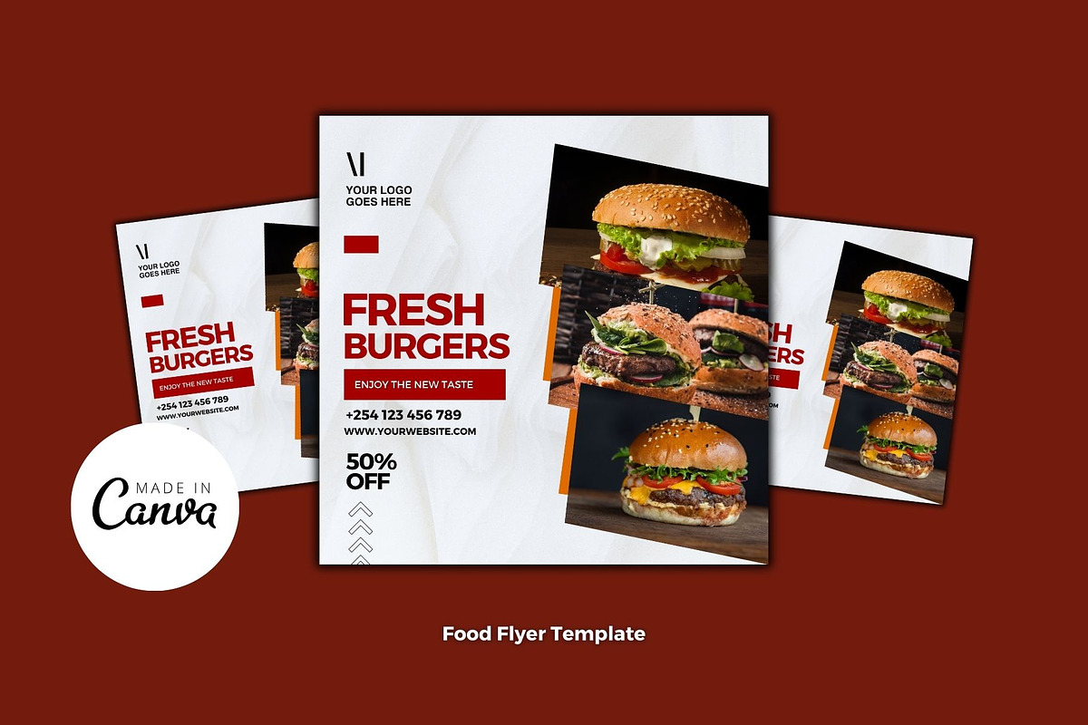 Burger Fast Food Canva Template, a Templates & Theme by MK Creatives (Photo 1 of 3)