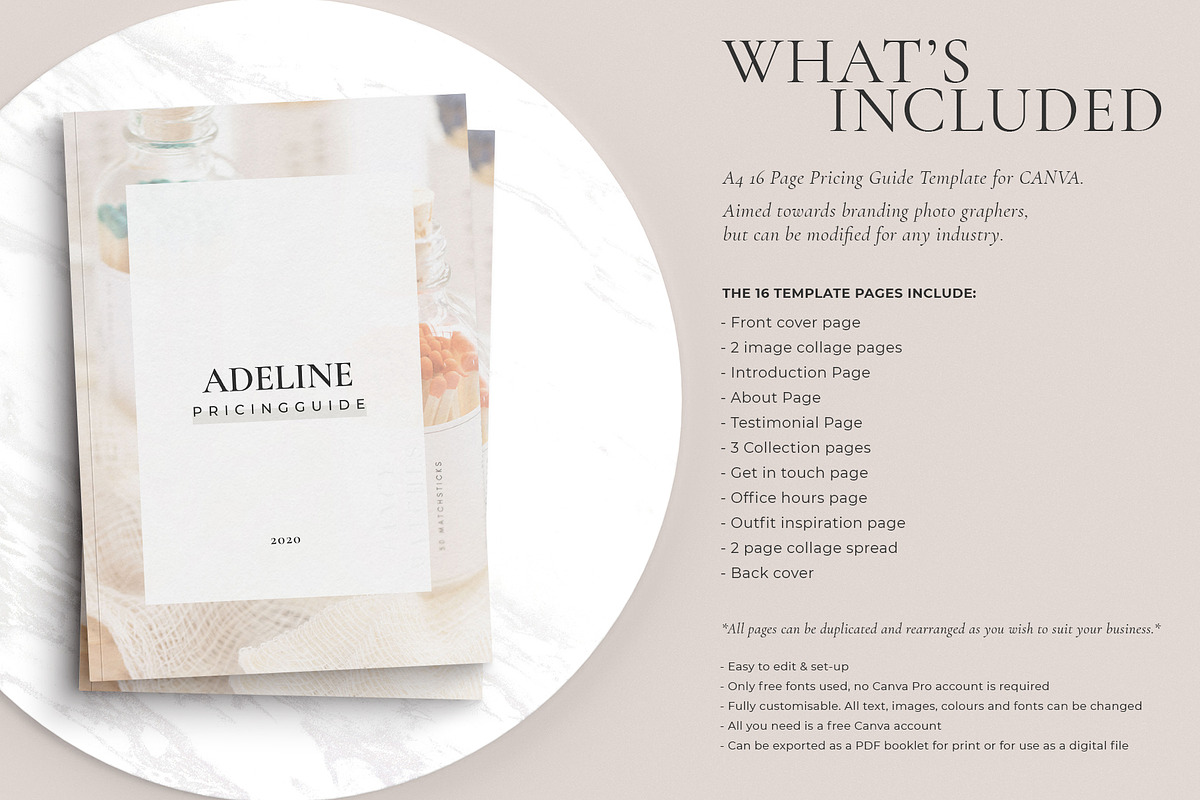 Adeline - CANVA Pricing Guide Doc, a Magazine Template by Gillian Sarah (Photo 2 of 12)