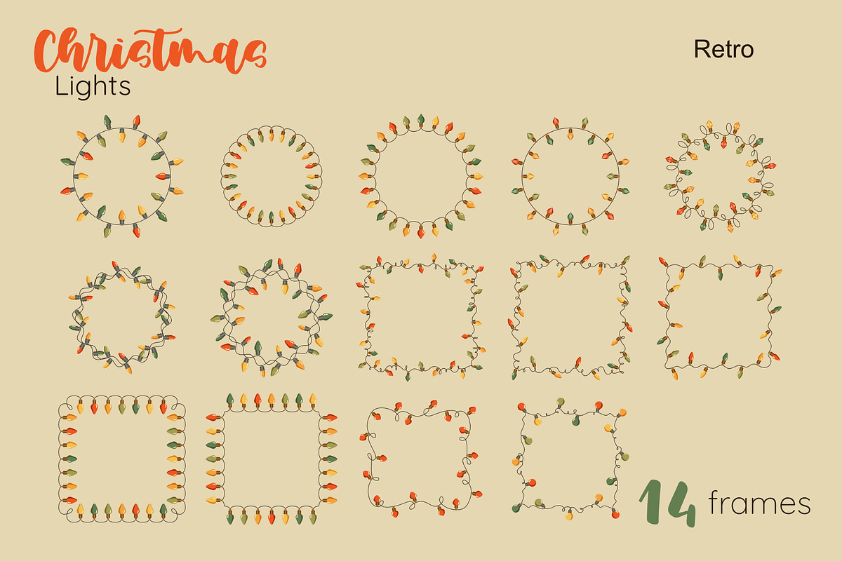 Christmas Lights Borders & Patterns, a Seasonal Illustration by moja doodle (Photo 4 of 10)