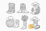 Cowboy Boots Line Art Clipart, an Object Illustration by Pretty Meerkat (Thumbnail 5 of 7)