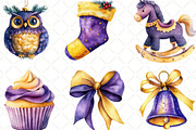 Purple And Yellow Christmas Clipart, an Illustration by Black Bird Studio (Thumbnail 4 of 6)