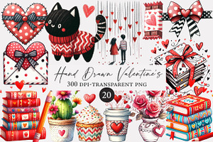 Hand Drawn Valentine's Day Clipart, an Illustration by Designworld