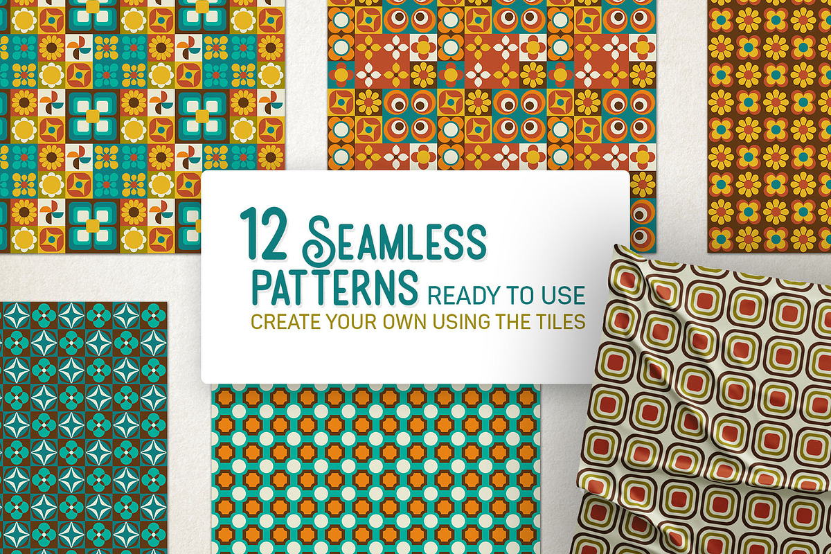 Retro Mod Tiles & Seamless Patterns, a Pattern Graphic by Melissa Held ...