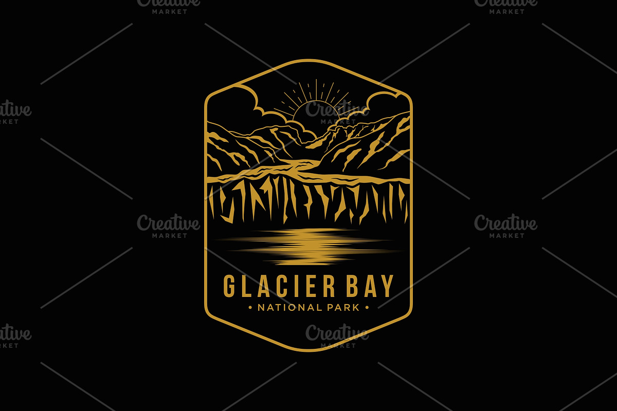Line art Glacier Bay National Park, a Branding & Logo Template by swarnstudio
