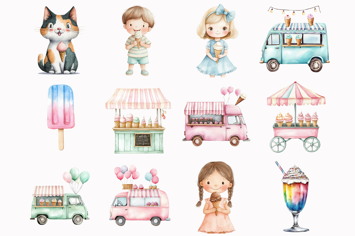 Ice Cream Truck Clipart, an Illustration by Design Market (Photo 3 of 4)