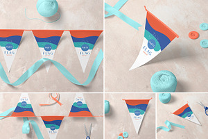 Triangular Party Flag Mockups