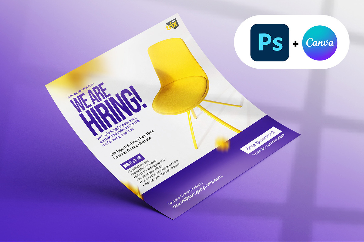 Square Hiring and Vacancy Flyer, a Social Media Template by Vintage Impressions (Photo 2 of 6)