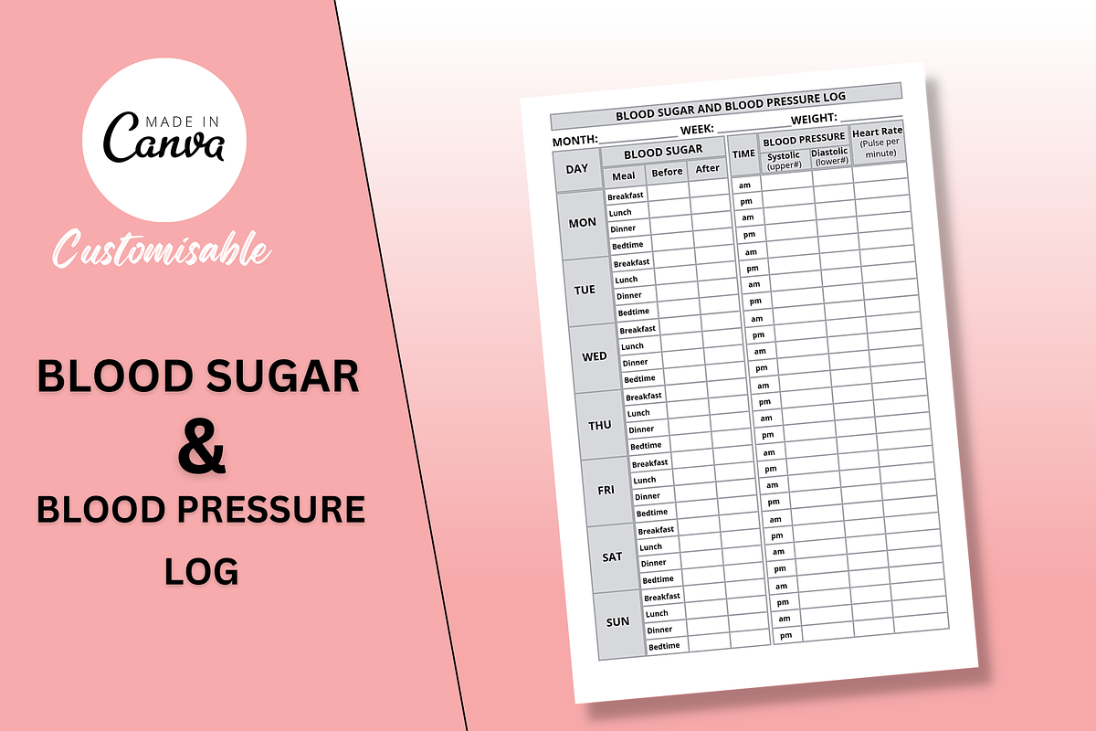 Blood Sugar & Blood Pressure Log, a Templates & Theme by Creative Corner (Photo 1 of 4)