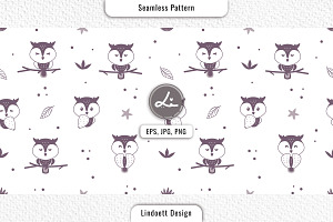 Silhouette cute owl seamless pattern, a Pattern Graphic by lindoet23