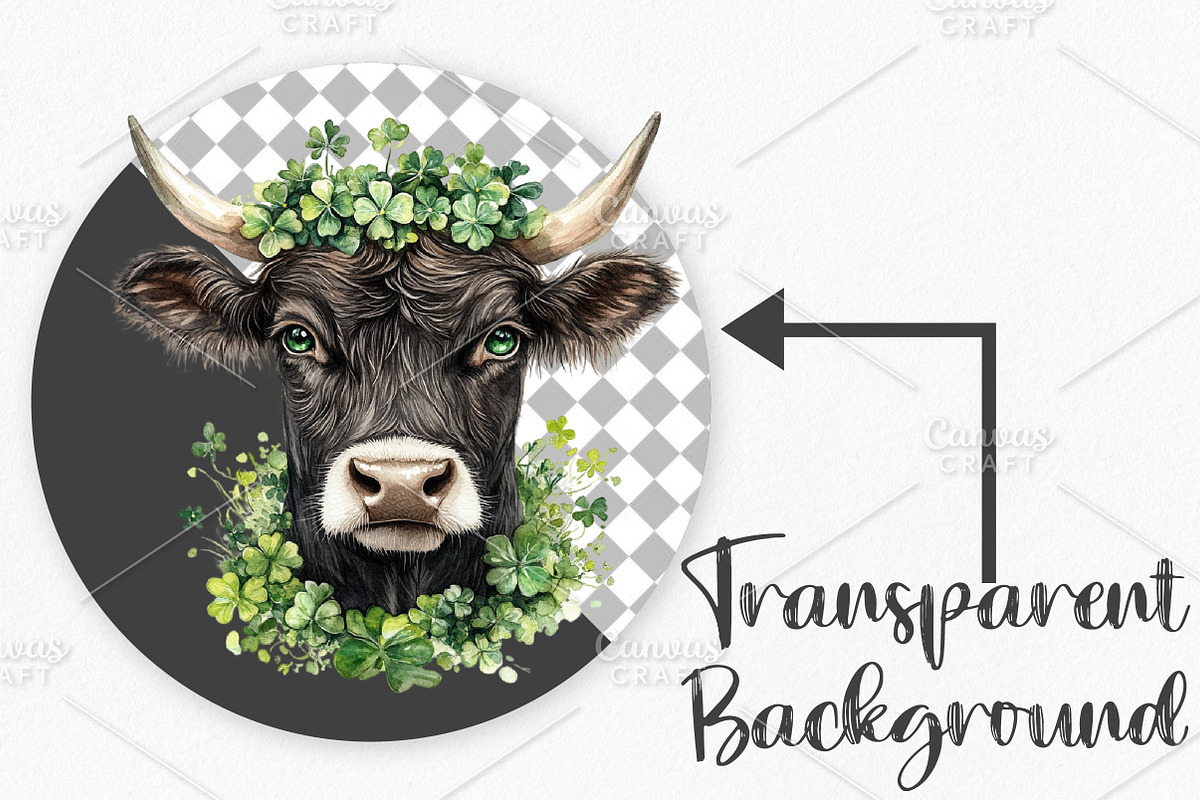 Watercolor St.Patrick's Cow Clipart, an Illustration by Canvas Craft (Photo 2 of 6)