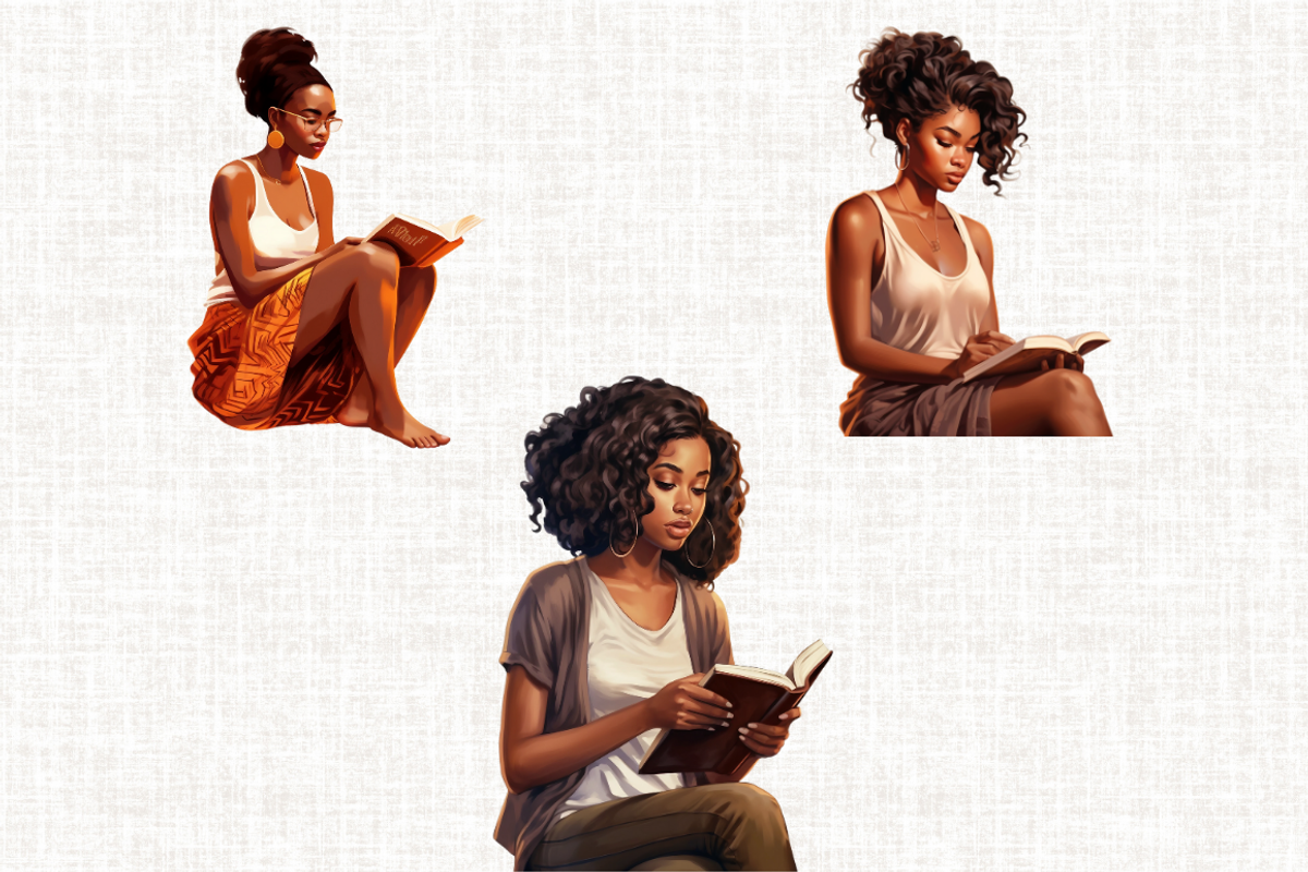 African American Reading Girl, a Person Illustration by Mash Mash Stickers (Photo 7 of 9)