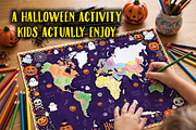 Halloween World Map Printable Bundle, a Wallpaper Graphic by AdrianDragne (Thumbnail 8 of 11)
