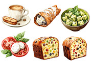 Italian Food  Watercolor clipart, an Illustration by Designworld (Thumbnail 4 of 7)