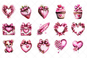 Watercolor Valentine's Day Clipart, an Illustration by SinaCreation (Thumbnail 2 of 7)