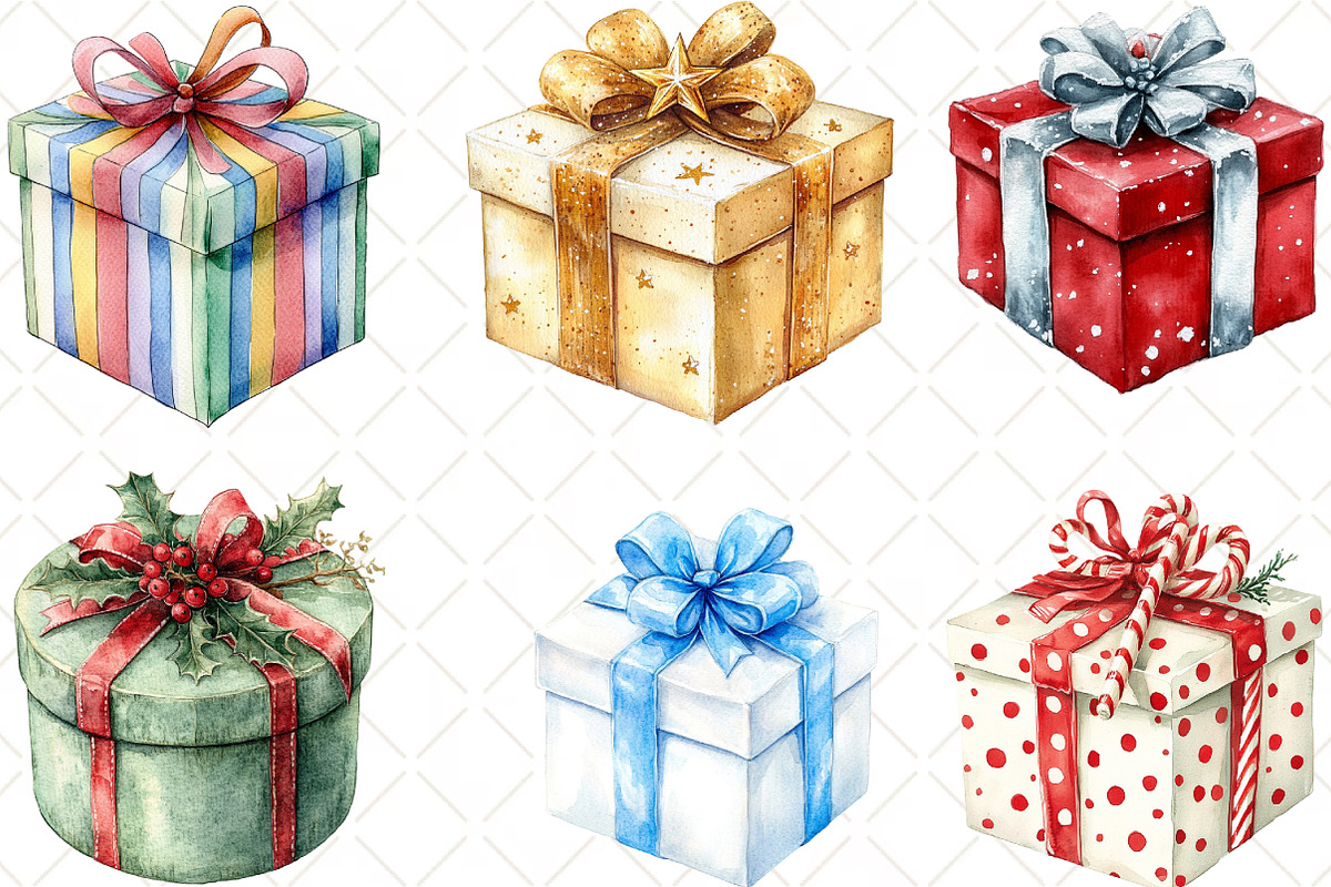 Christmas Gifts Box Clipart, an Illustration by Black Bird Studio (Photo 5 of 6)