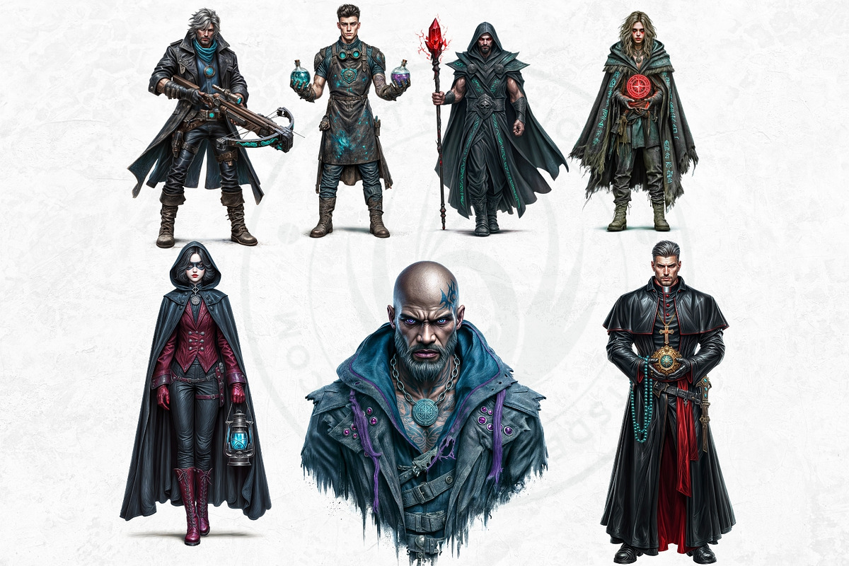 Witch hunters clipart Set, a Person Illustration by ThatsDesignArt (Photo 6 of 10)