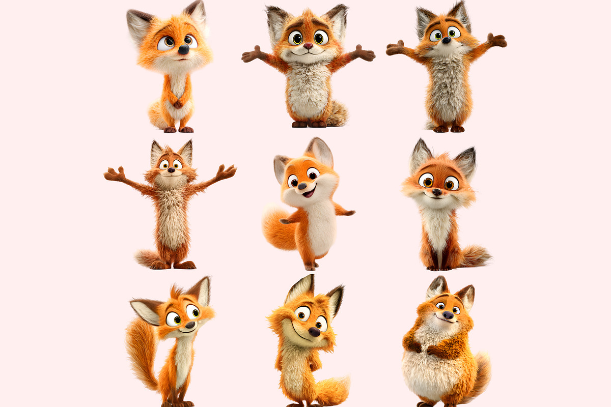 Funny Fox Clipart PNG Bundle, a Graphic by M9 Design (Photo 3 of 9)