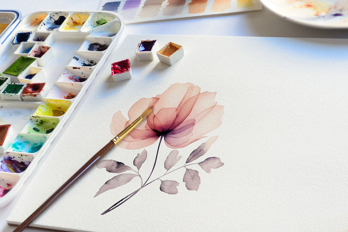 Watercolor Translucent Flower Vector, a Pattern Graphic by Deckar_art (Photo 3 of 4)