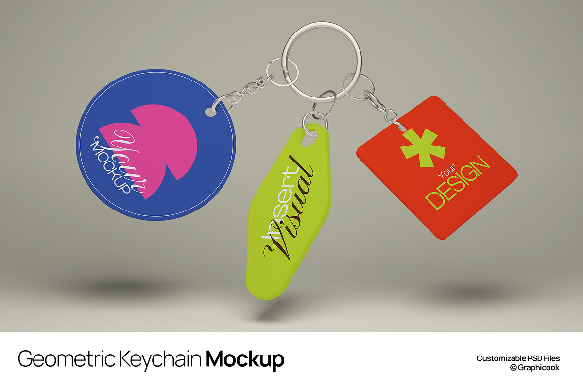 Geometric Keychain Mockup, a Merchandise Mockup by graphicook