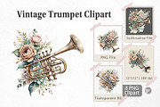 Vintage Trumpet Clipart, a Graphic by Artnoy (Thumbnail 1 of 5)