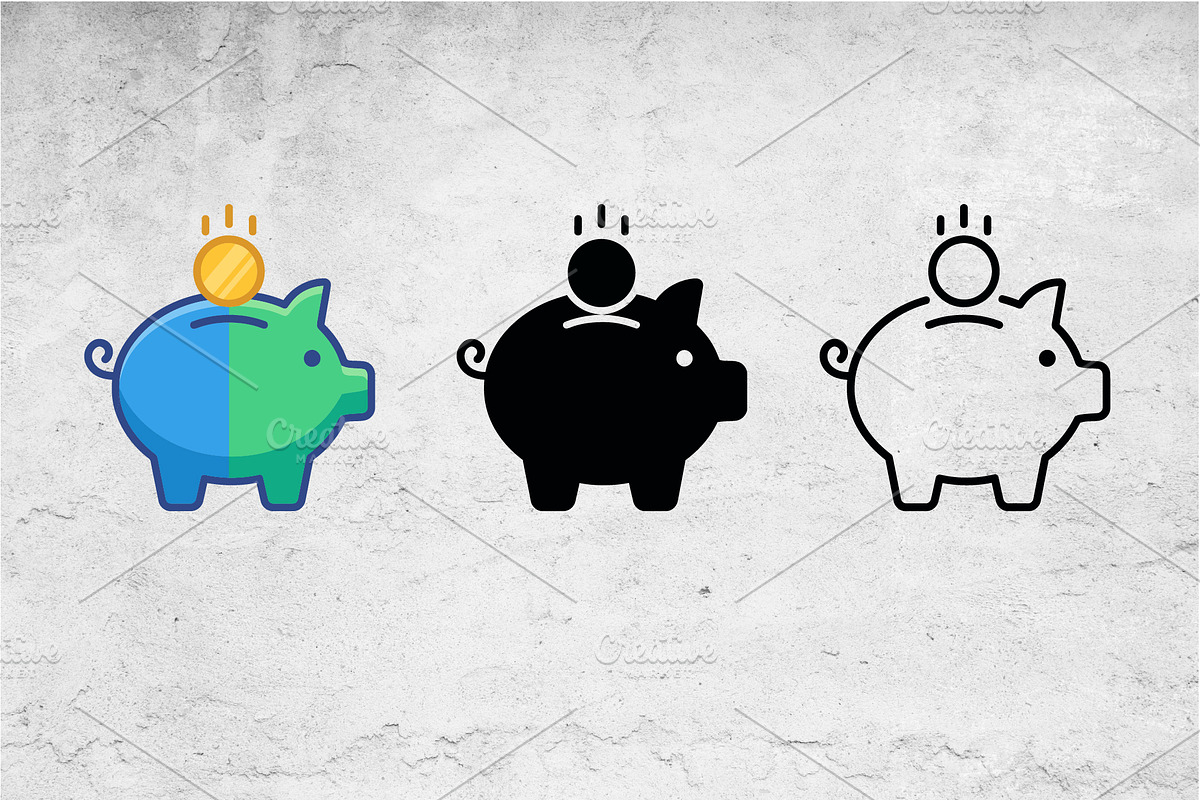 Flat Glyph Outline Piggy Bank Saving, an Outline Icon by Artonix (Photo 2 of 2)