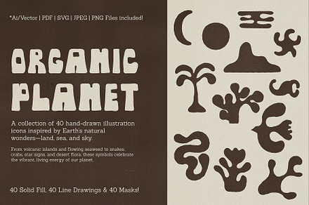 Organic Planet - 40 Hand Drawn Icons, a Solid Icon by Madeline ODonoghue Design