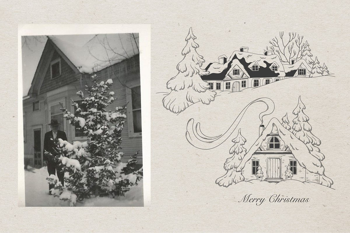 Winter houses. Line art., an Illustration by heyXeni (Photo 3 of 5)