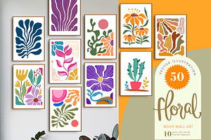 Groovy wavy florals, Wall Art Poster