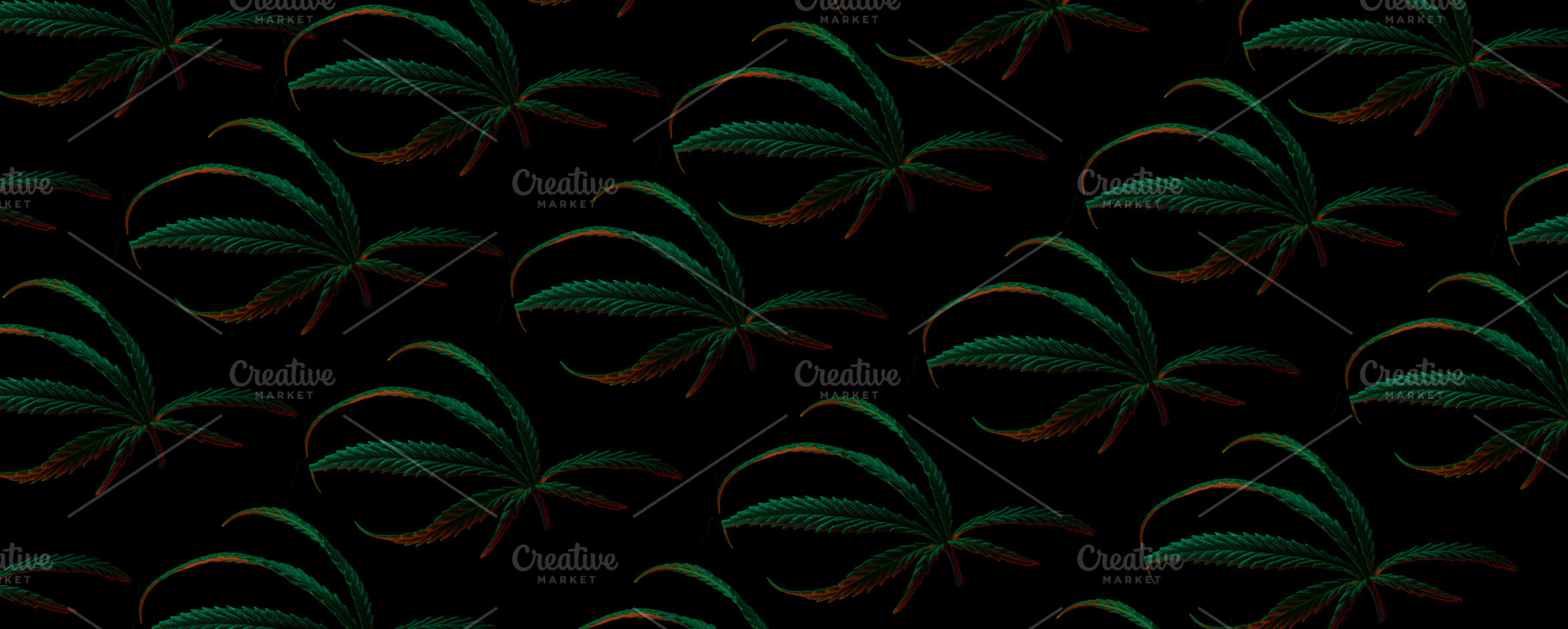 Dark seamless pattern featuring green cannabis leaves on a black, a Health & Medical Photo by Ales Munt
