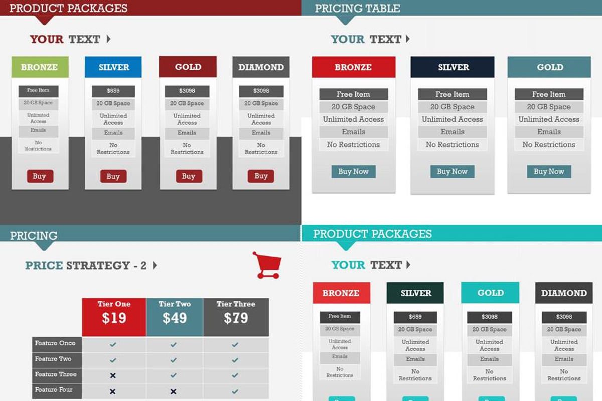 Pricing Tables - PowerPoint, a Presentation Template by Yes Presentations