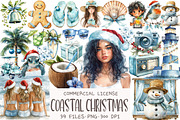 Watercolor Coastal Christmas Clipart, an Illustration by OK Design (Thumbnail 1 of 5)