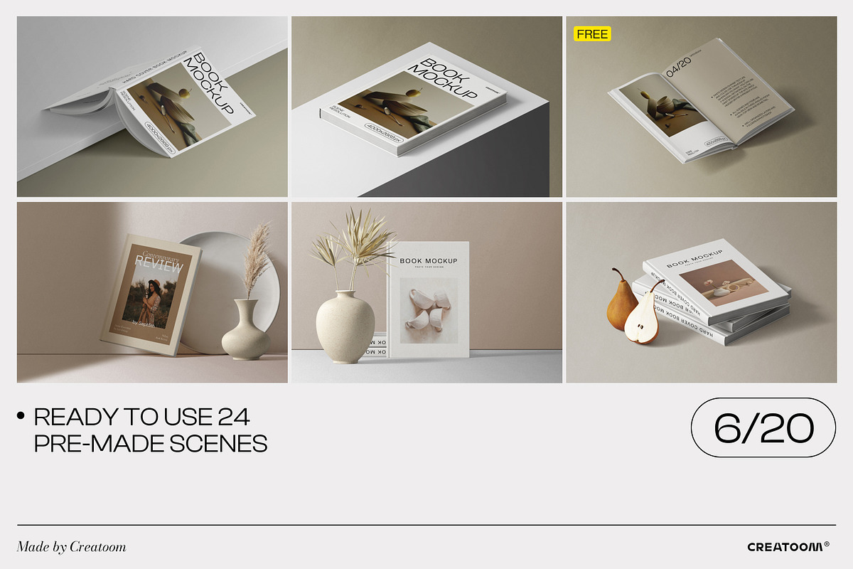 55 book mockups, a Books & Magazine Mockup by Creatoom (Photo 2 of 11)