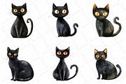 Halloween Whimsical Black Cat Clipar, an Illustration by DreamPrint404 (Thumbnail 2 of 5)