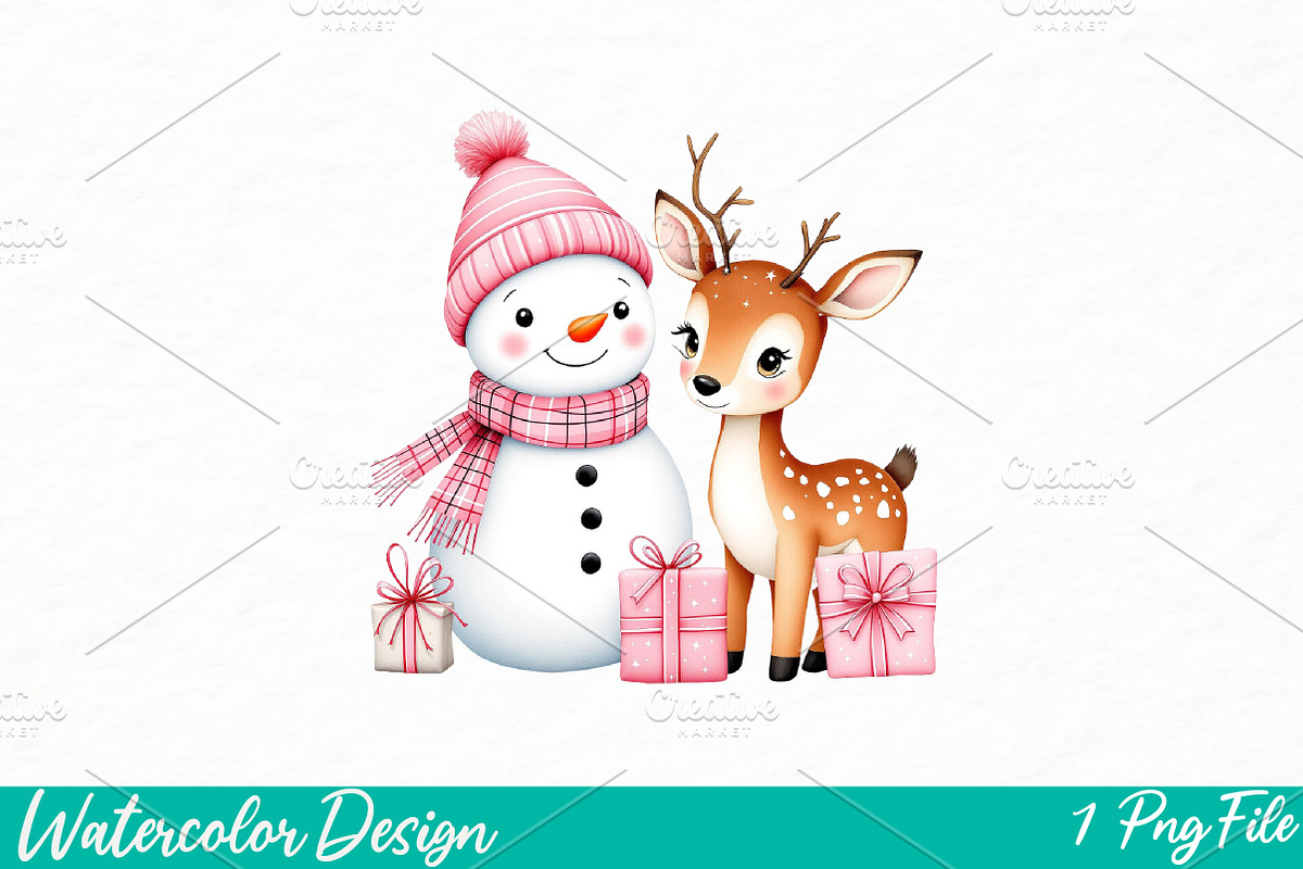 Pink My First Christmas Png, an Illustration by Watercolor design (Photo 1 of 3)