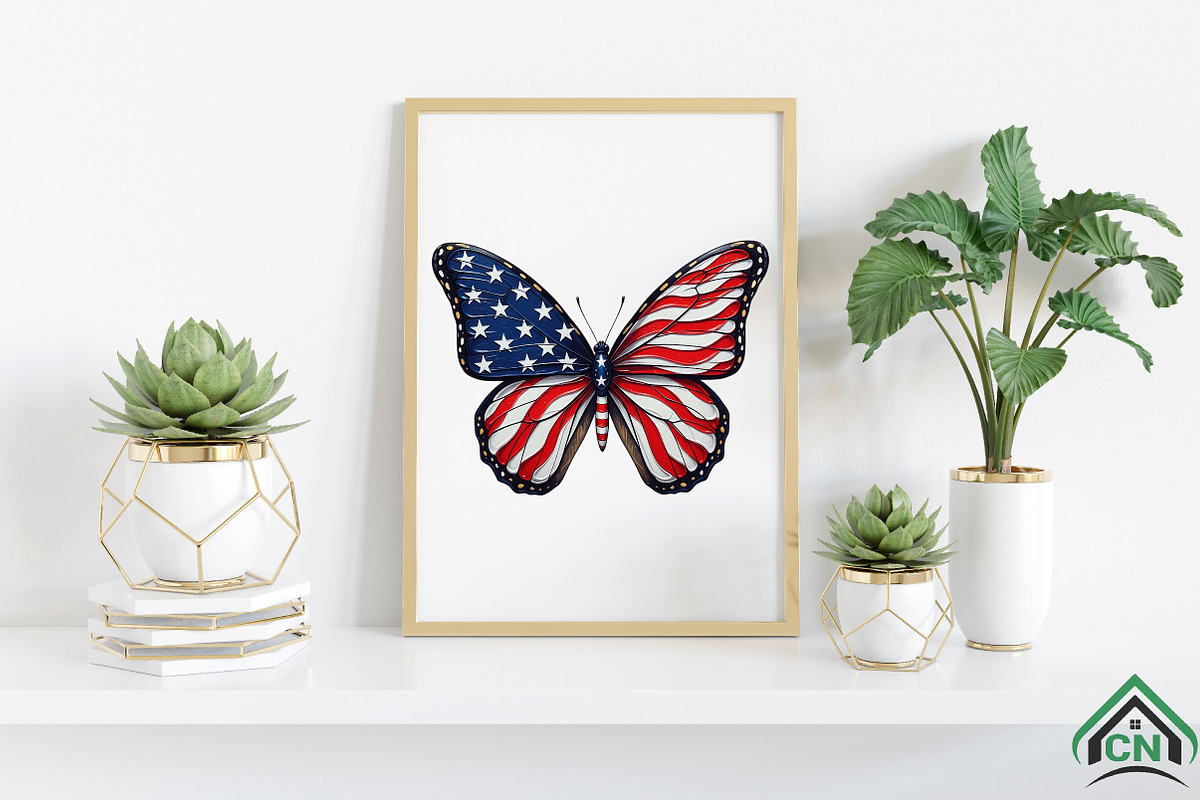 Brushstroke Patriotic Butterfly Png, an Illustration by Craft Nest (Photo 6 of 6)