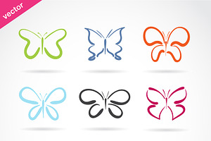 Vector Group Of Hand Drawn Butterfly